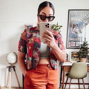 90s Fritzi Patterned Button Up Shirt